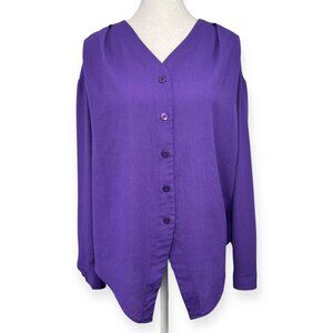 Vintage Purple Blouse Long Sleeve V-Neck Partners Mervyns Small